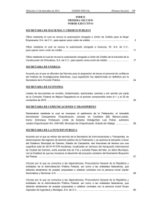 INDICE PRIMERA SECCION PODER EJECUTIVO SECRETARIA DE HACIENDA Y CREDITO PUBLICO