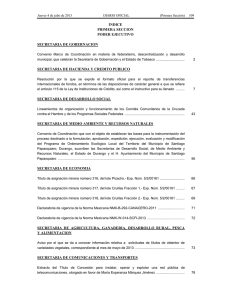 INDICE PRIMERA SECCION PODER EJECUTIVO SECRETARIA DE GOBERNACION