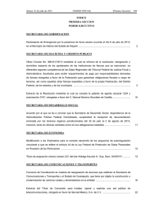 INDICE PRIMERA SECCION PODER EJECUTIVO SECRETARIA DE GOBERNACION