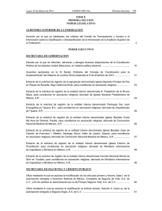 INDICE PRIMERA SECCION PODER LEGISLATIVO AUDITORIA SUPERIOR DE LA FEDERACION