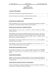 INDICE PRIMERA SECCION PODER LEGISLATIVO CAMARA DE SENADORES