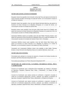 INDICE PRIMERA SECCION PODER EJECUTIVO SECRETARIA DE RELACIONES EXTERIORES