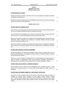 INDICE PRIMERA SECCION PODER LEGISLATIVO CONGRESO DE LA UNION