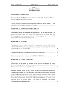 INDICE PRIMERA SECCION PODER EJECUTIVO SECRETARIA DE GOBERNACION