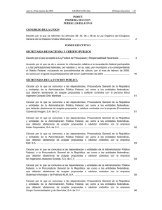 INDICE PRIMERA SECCION PODER LEGISLATIVO CONGRESO DE LA UNION