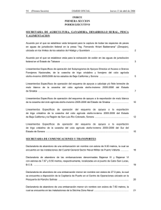 INDICE PRIMERA SECCION PODER EJECUTIVO SECRETARIA DE AGRICULTURA, GANADERIA, DESARROLLO RURAL, PESCA