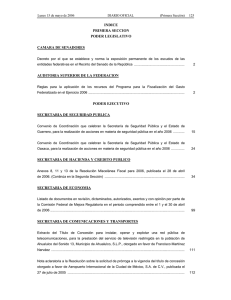 INDICE PRIMERA SECCION PODER LEGISLATIVO CAMARA DE SENADORES