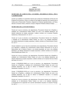 INDICE PRIMERA SECCION PODER EJECUTIVO SECRETARIA DE AGRICULTURA, GANADERIA, DESARROLLO RURAL, PESCA