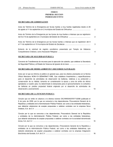 INDICE PRIMERA SECCION PODER EJECUTIVO SECRETARIA DE GOBERNACION