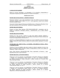 INDICE PRIMERA SECCION PODER LEGISLATIVO CAMARA DE SENADORES