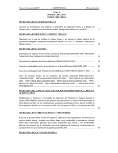 INDICE PRIMERA SECCION PODER EJECUTIVO SECRETARIA DE SEGURIDAD PUBLICA