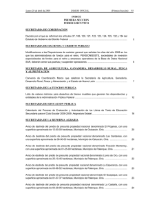 INDICE PRIMERA SECCION PODER EJECUTIVO SECRETARIA DE GOBERNACION