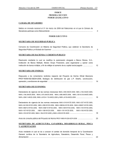 INDICE PRIMERA SECCION PODER LEGISLATIVO CAMARA DE SENADORES