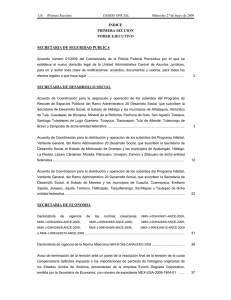 INDICE PRIMERA SECCION PODER EJECUTIVO SECRETARIA DE SEGURIDAD PUBLICA