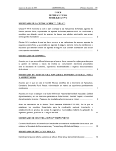 INDICE PRIMERA SECCION PODER EJECUTIVO SECRETARIA DE HACIENDA Y CREDITO PUBLICO