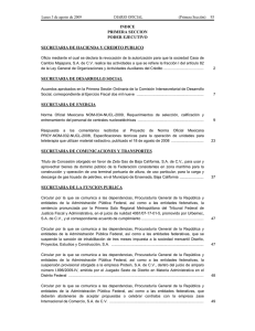 INDICE PRIMERA SECCION PODER EJECUTIVO SECRETARIA DE HACIENDA Y CREDITO PUBLICO