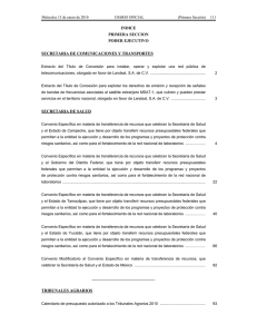 INDICE PRIMERA SECCION PODER EJECUTIVO SECRETARIA DE COMUNICACIONES Y TRANSPORTES