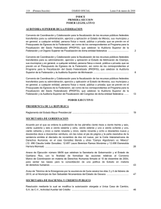 INDICE PRIMERA SECCION PODER LEGISLATIVO AUDITORIA SUPERIOR DE LA FEDERACION