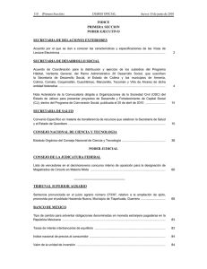 INDICE PRIMERA SECCION PODER EJECUTIVO SECRETARIA DE RELACIONES EXTERIORES