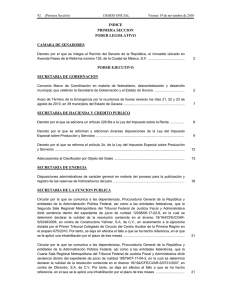 INDICE PRIMERA SECCION PODER LEGISLATIVO CAMARA DE SENADORES