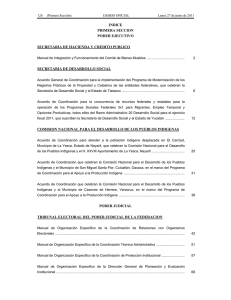 INDICE PRIMERA SECCION PODER EJECUTIVO SECRETARIA DE HACIENDA Y CREDITO PUBLICO