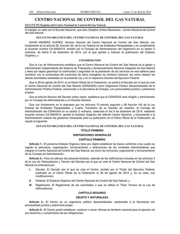 CENTRO NACIONAL DE CONTROL DEL GAS NATURAL