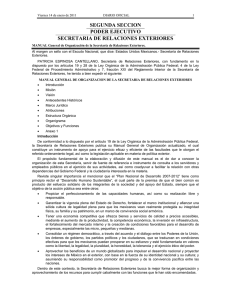 SEGUNDA SECCION PODER EJECUTIVO SECRETARIA DE RELACIONES EXTERIORES