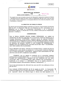 RESOLUCION N. 39 DEL 5 DE OCTUBRE DEL 2015 CON RADICADO EXTMI15-0037364 PARA EL PROYECTO: AJUSTE A LOS PLANES DE ORDENACION Y MANEJO DE LAS CUENCAS DE RECURSOS NATURALES DE LOS RIOS ZULIA SZH 1602 Y ALGODONAL SZH 1605 CUENCA RIO ALDONAL