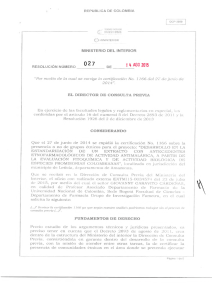 RESOLUCION N. 27 DEL 14 DE AGOSTO DEL 2015 CON RADICADO EXTMI15-0034574 PARA EL PROYECTO: INNOVACION Y PROPIEDAD INTELECTUAL DE LA UNIVERSIDAD NACIONAL DE COLOMBIA