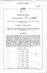 CERTIFICACI&Oacute;N 468 DEL 16 DE MAYO DEL 2016 CON RADICADO EXTMI16-0021132 PARA EL PROYECTO: CONTRATO DE CONCESION BAJO ESQUEMA APP NO. 005 DEL 10 DE SEPTIEMBRE DE 2014, CUYO OBJETO ES LA ELABORACION DE LOS ESTUDIOS Y DISE&Ntilde;OS, FINANCIACION, CONSTRUCCION, MEJORAMIENTO,REHABILITACION, GESTION SOCIAL, PREDIAL Y AMBIENTAL OPERACI&Oacute;N Y MANTENIMIENTO DE LA CONCESION AUTOPISTAS PARA LA PROSPERIDAD-ZONA DE DEPOSITO DE EXCEDENTES DE EXCAVACION TRUJILLO