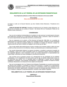 REGLAMENTO DE LA LEY FEDERAL DE LAS ENTIDADES PARAESTATALES