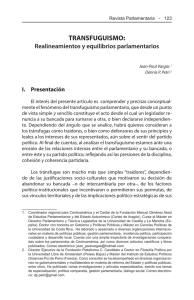 TRANSFUGUISMO: Realineamientos y equilibrios parlamentarios I. Presentación