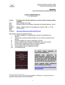 Capítulo: El impacto de la doctrina alemana en el acto creativo de leyes penales en México.