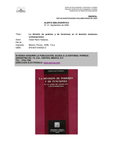 Título: La división de poderes y de funciones en el derecho mexicano contemporáneo.