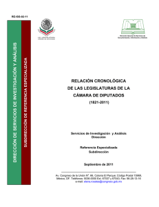 RELACIÓN CRONOLÓGICA DE LAS LEGISLATURAS DE LA CÁMARA DE DIPUTADOS (1821-2011)