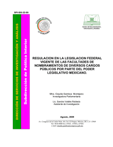REGULACION EN LA LEGISLACION FEDERAL VIGENTE DE LAS FACULTADES DE NOMBRAMIENTOS DE DIVERSOS CARGOS PÚBLICOS POR PARTE DEL PODER LEGISLATIVO MEXICANO.