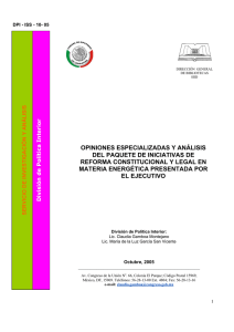 OPINIONES ESPECIALIZADAS Y ANÁLISIS DEL PAQUETE DE INICIATIVAS DE REFORMA CONSTITUCIONAL Y LEGAL EN MATERIA ENERGÉTICA PRESENTADA POR EL EJECUTIVO