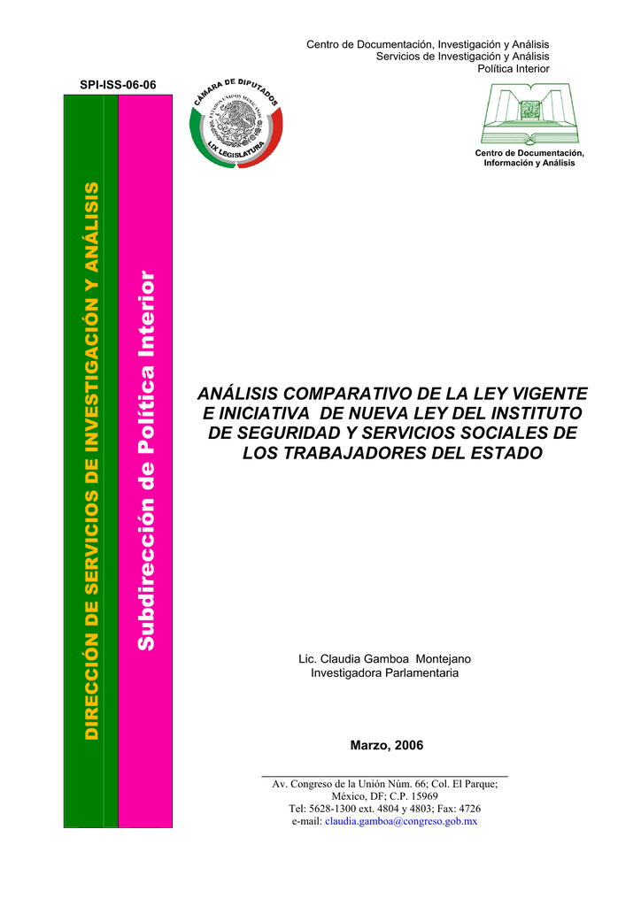 ANÁLISIS COMPARATIVO DE LA LEY VIGENTE E INICIATIVA DE NUEVA LEY DEL ...