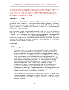 DICTAMEN DE LAS COMISIONES UNIDAS DE PUNTOS CONSTITUCIONALES, Y