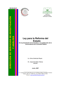 LEY PARA LA REFORMA DEL ESTADO. De la presentación de la Iniciativa, a la publicación de la Convocatoria de la Consulta Pública.