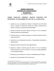 AGENDA LEGISLATIVA  CONGRESO DE AGUASCALIENTES    LXI Legislatura 