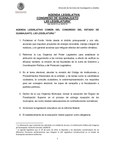 AGENDA LEGISLATIVA CONGRESO DE GUANAJUATO LXII LEGISLATURA