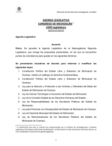 AGENDA LEGISLATIVA  CONGRESO DE MICHOACÁN   LXXII Legislatura 