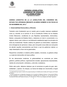 AGENDA LEGISLATIVA CONGRESO DE SONORA  LX LEGISLATURA