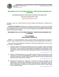 REGLAMENTO DE LA LEY DE OBRAS PÚBLICAS Y SERVICIOS RELACIONADOS... LAS MISMAS