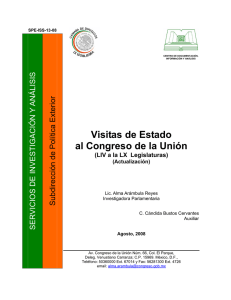 Visitas de Estado al Congreso de la Unión (LIV a la LX Legislaturas). Actualización.
