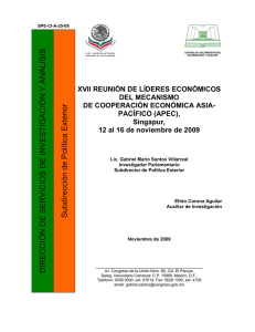 XVII REUNIÓN DE LÍDERES ECONÓMICOS DEL MECANISMO DE COOPERACIÓN ECONÓMICA ASIA-PACÍFICO (APEC), Singapur, 12 al 16 de noviembre de 2009.