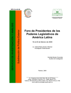 Foro de Presidentes de los Poderes Legislativos de América Latina, 18 al 20 de febrero de 2009.
