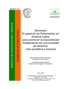 Seminario: El papel de los Parlamentos en América Latina para promover la reconciliación fortaleciendo así una sociedad de derechos más equitativa e inclusiva.