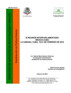XI REUNIÓN INTERPARLAMENTARIA MÉXICO-CUBA. LA HABANA, CUBA, 18-21 DE FEBRERO DE 2010.